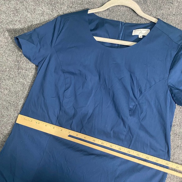 Universal Standard x J. Crew Mini Dress XS Blue Drop Waist Short Sleeve Preppy - Picture 7 of 10